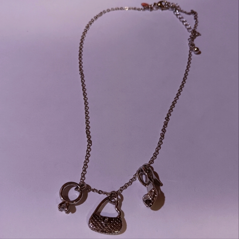 Vintage Lia Sophia Necklace!!! Features Ring, Purse, and Shoe EUC
